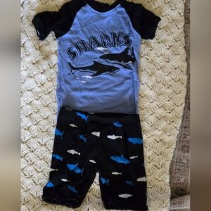 Sharks Boys Kids Pajama Set - Blue and Black Summer Pj Short Set